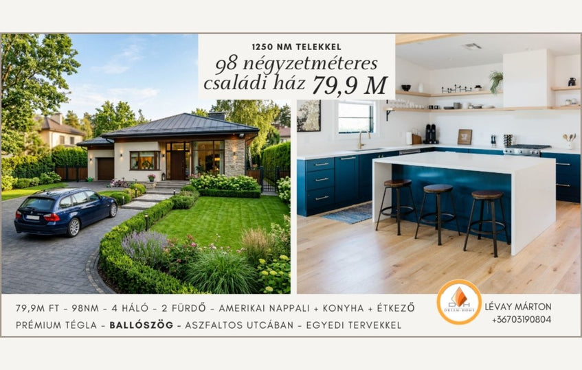 Új építésű, prémium műszaki tartalmú, téglaépítésű családi ház eladó Ballószögön