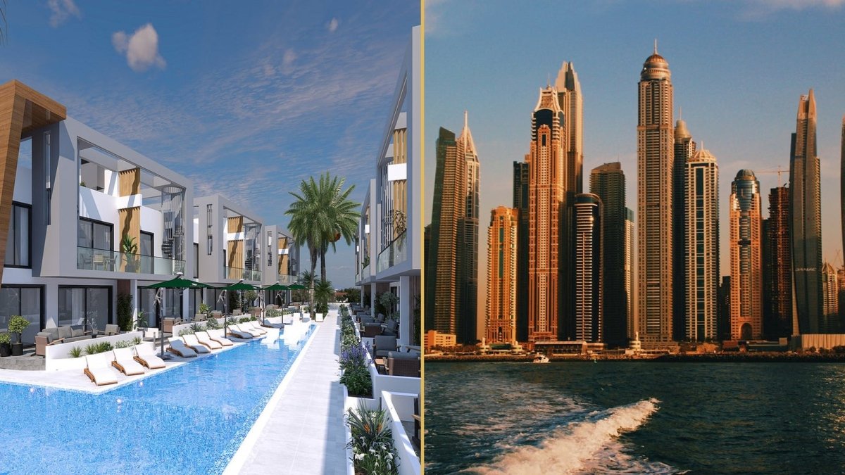 Ciprusi tengerparti lakópark és dubaji látkép egymás mellett