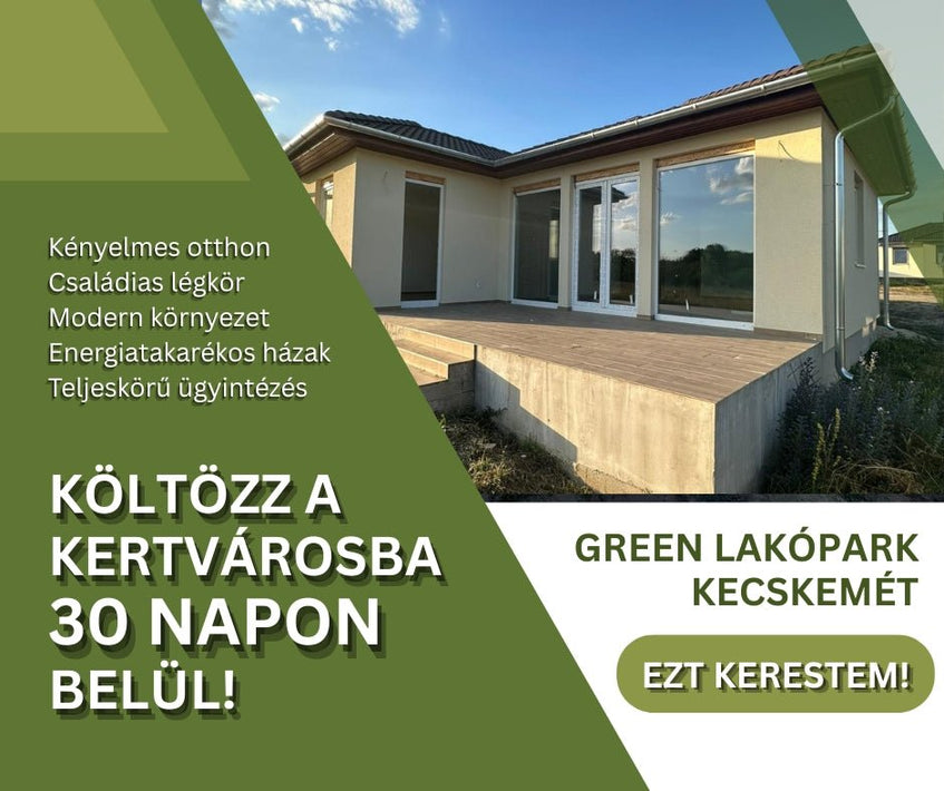Karácsonyozzatok már az új otthonotokban! Green Lakóparki családi házak már 85M Ft-tól, telekkel együtt!!